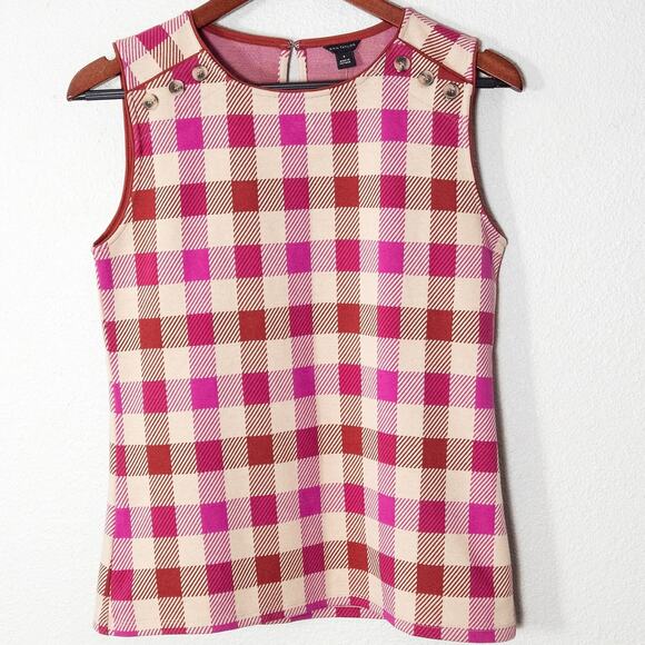 Ann Taylor Tops - Ann Taylor Pink Plaid Sleeveless Top Size S Preppy Academia Heritage NWT